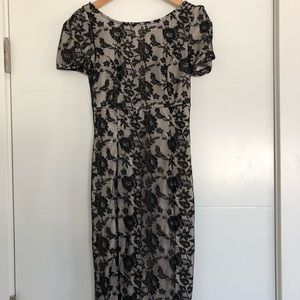Topshop brand black lace stretch dress